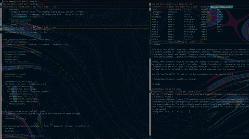 Acme9k screenshot showing the program editing its own source code and documentation