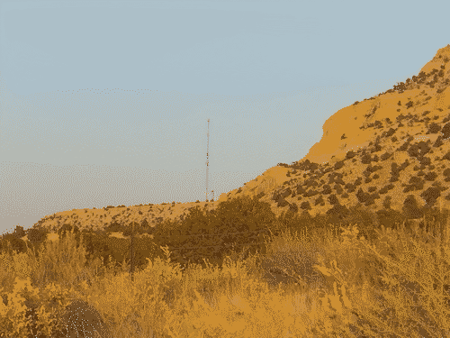 Radio tower atop a mountain near El Malpais