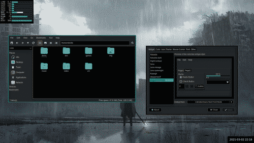 steppenwolf Qt5 colorscheme in pcmanfm-qt, and gtk3 theme in lxappearance