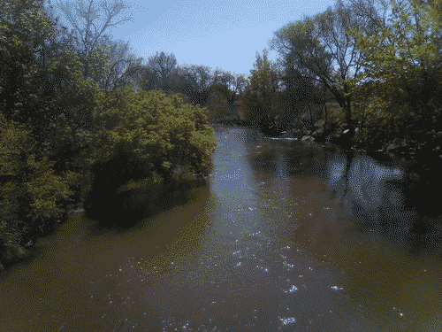 The river visible from just down the road from the tinyhouse